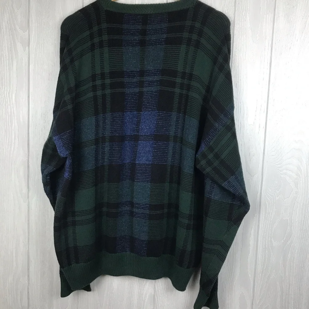 Vintage Nautica classic green and blue plaid sweater 90’s - Picture 4 of 5